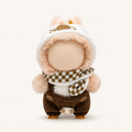 Mocha Gingham Winter Bunny Outfit for 17cm Doll