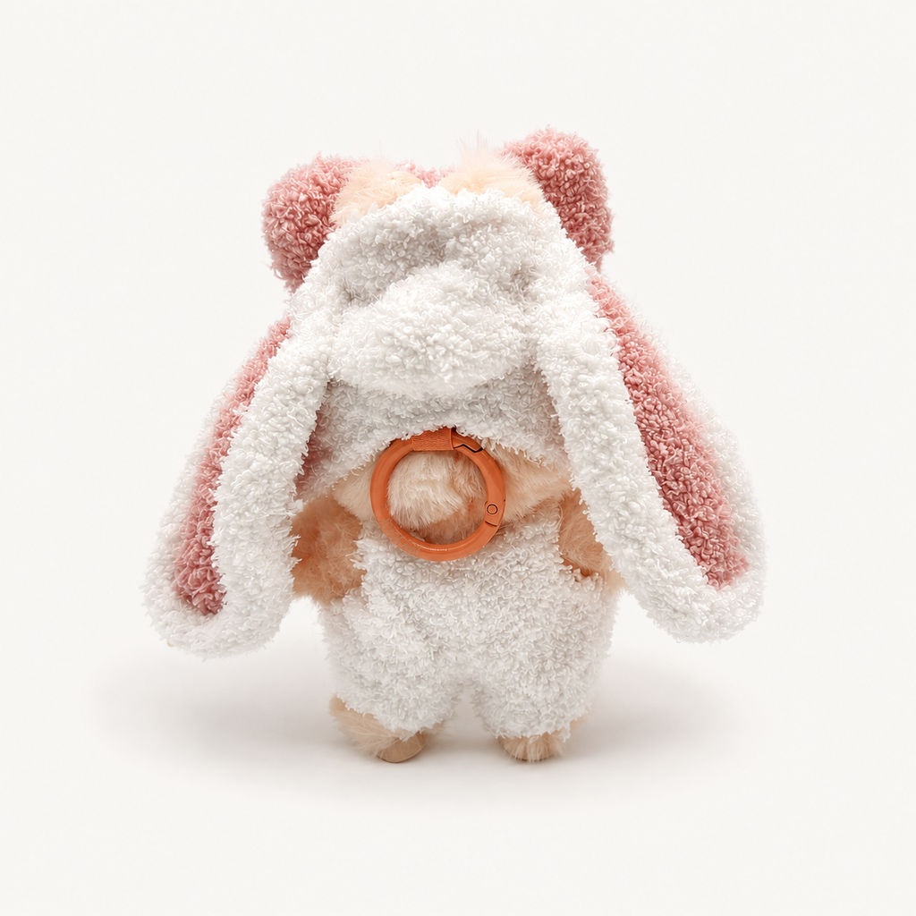 Blush Pink Bunny Bow Romper for 17cm Doll