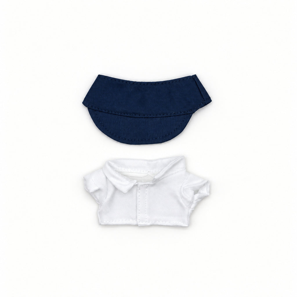 White Sailor Shirt & Navy Visor Set for 17cm Doll