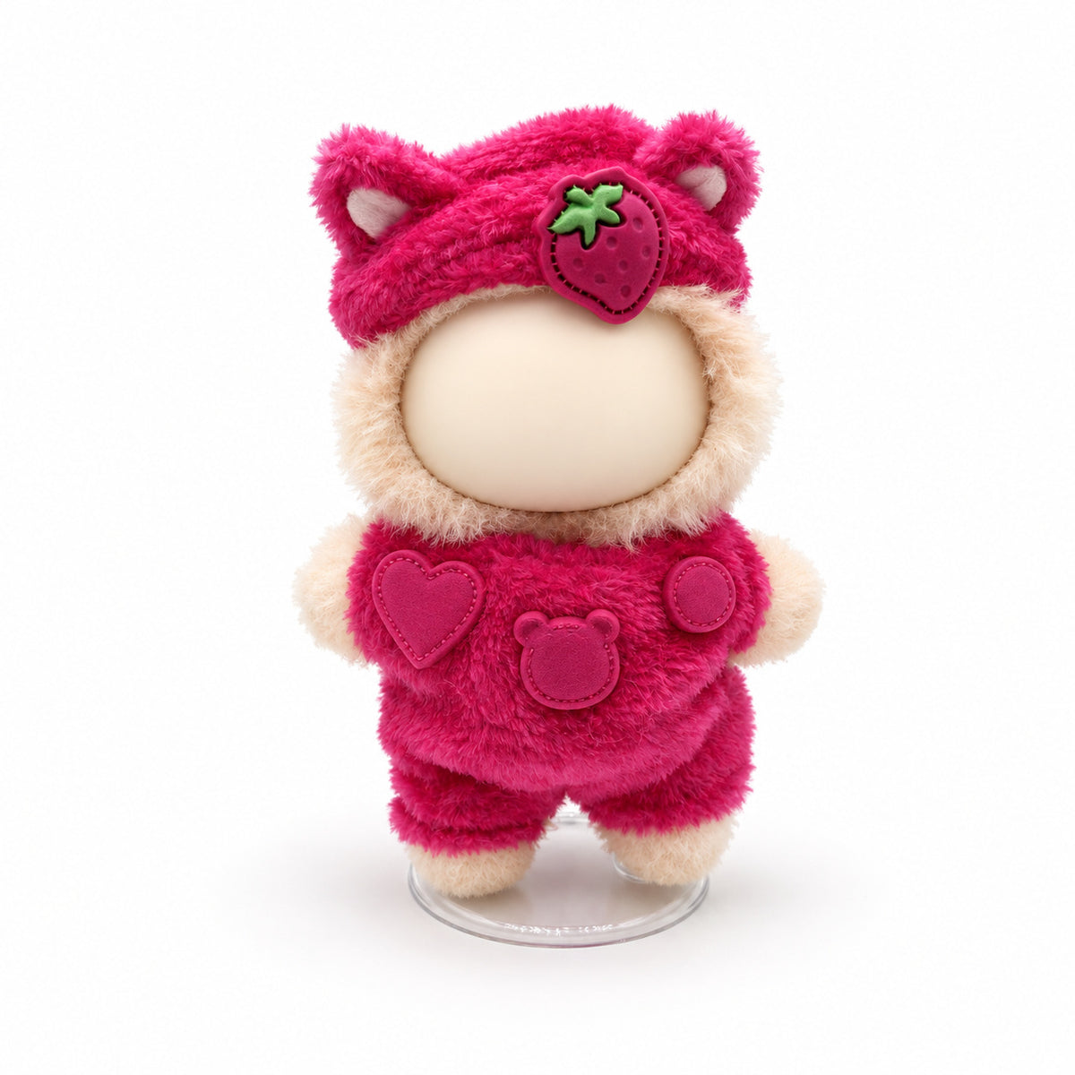 Fuchsia Bear Plush Romper for 17cm Doll