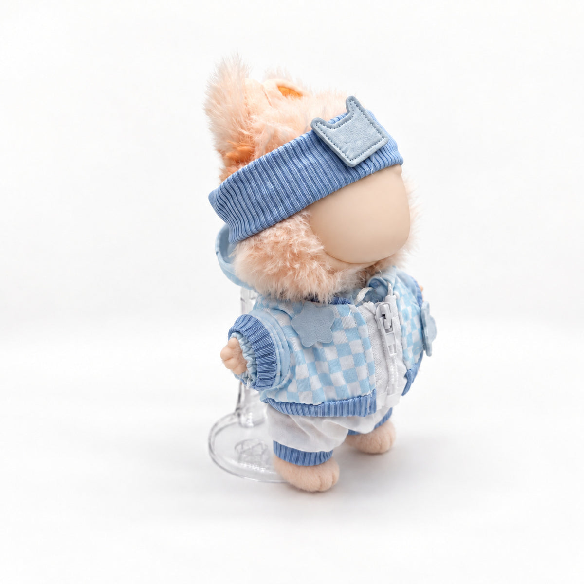 Sky Blue Gingham Outfit & Visor for 17cm Doll