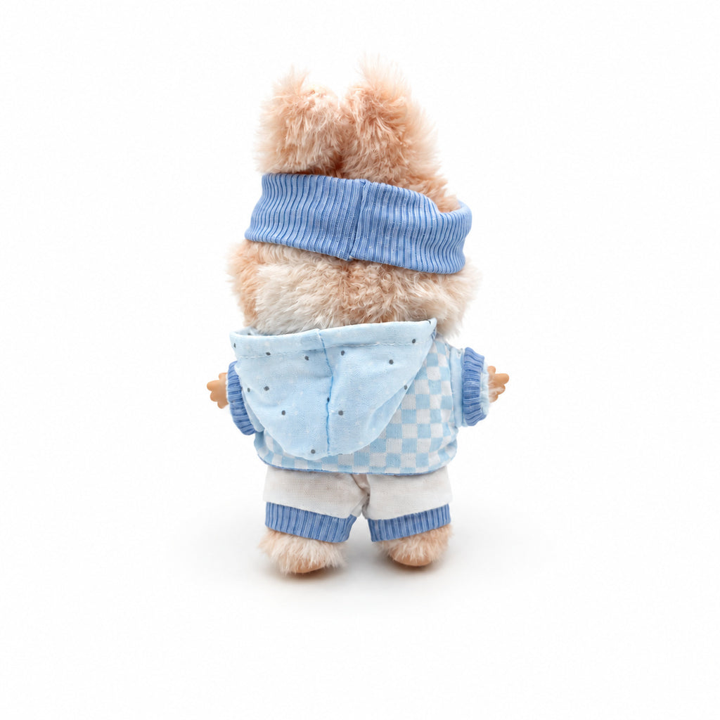 Sky Blue Gingham Outfit & Visor for 17cm Doll