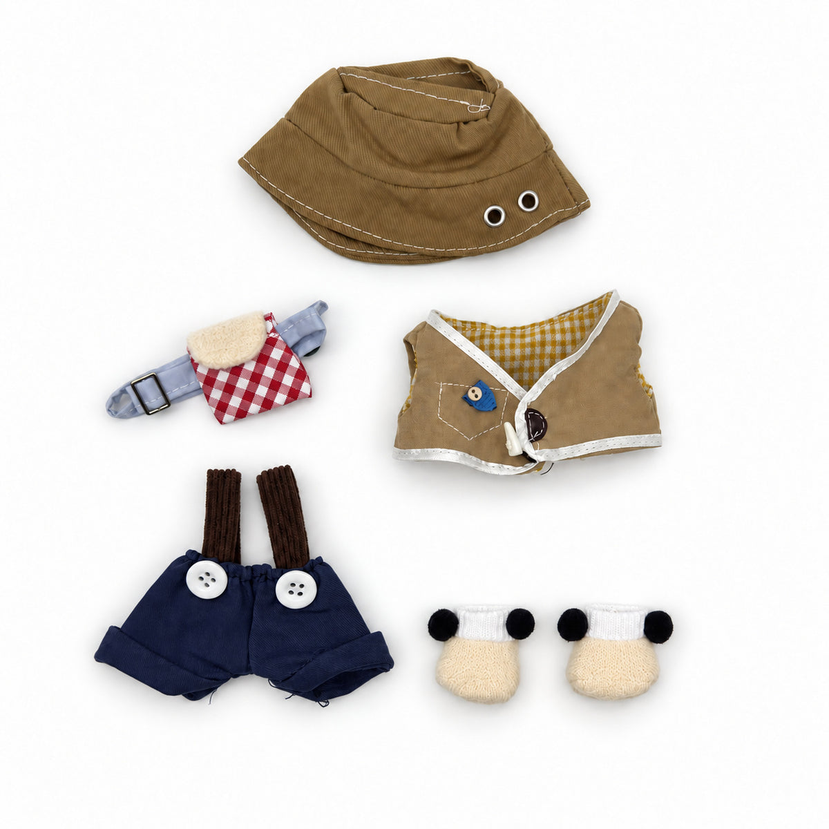 Khaki Explorer Overalls Outfit for 17cm Doll